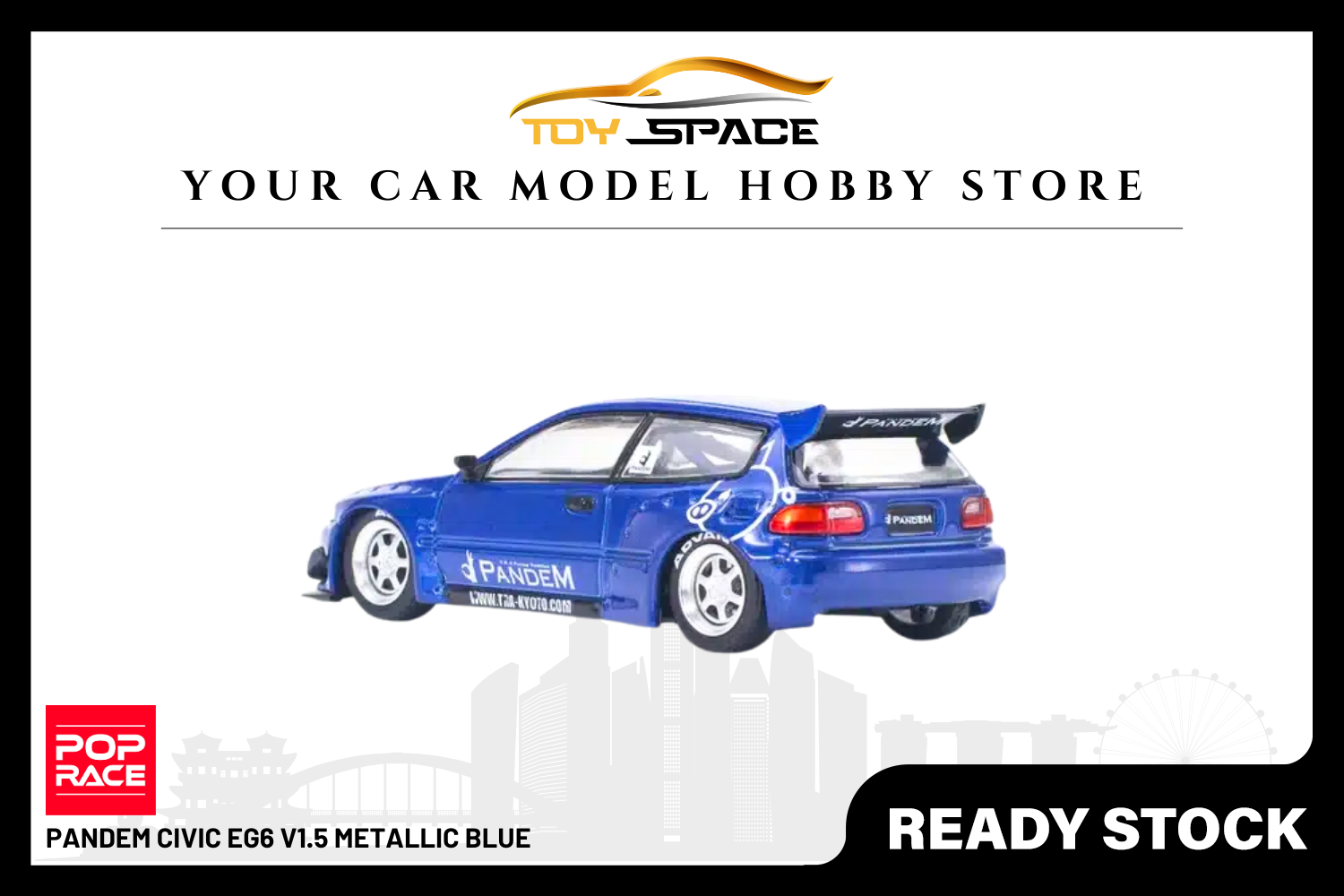 [POP RACE] 1:64 Pandem Civic EG6 V1.5 Metallic Blue