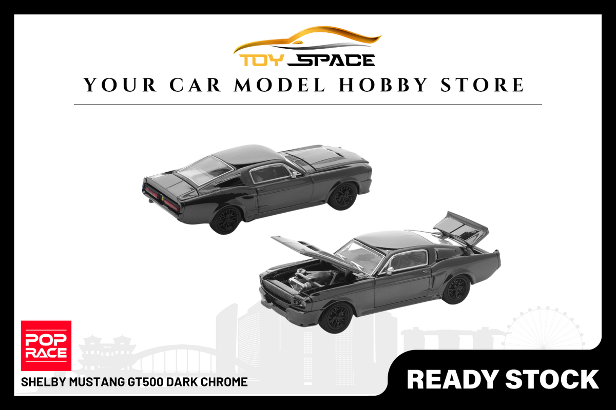 [POP RACE] 1:64 Shelby Mustang GT500 Dark Chrome - Toy Space Diecast Online Store Singapore