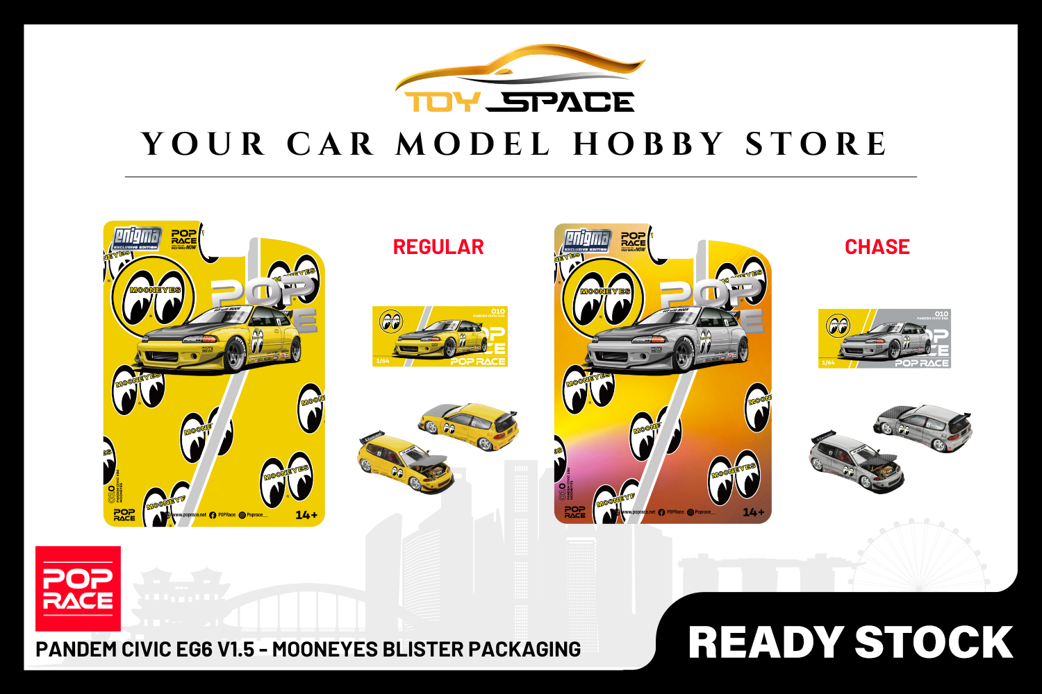 [POP RACE] 1:64 Pandem Civic EG6 v1.5 - Mooneyes Blister Packaging
