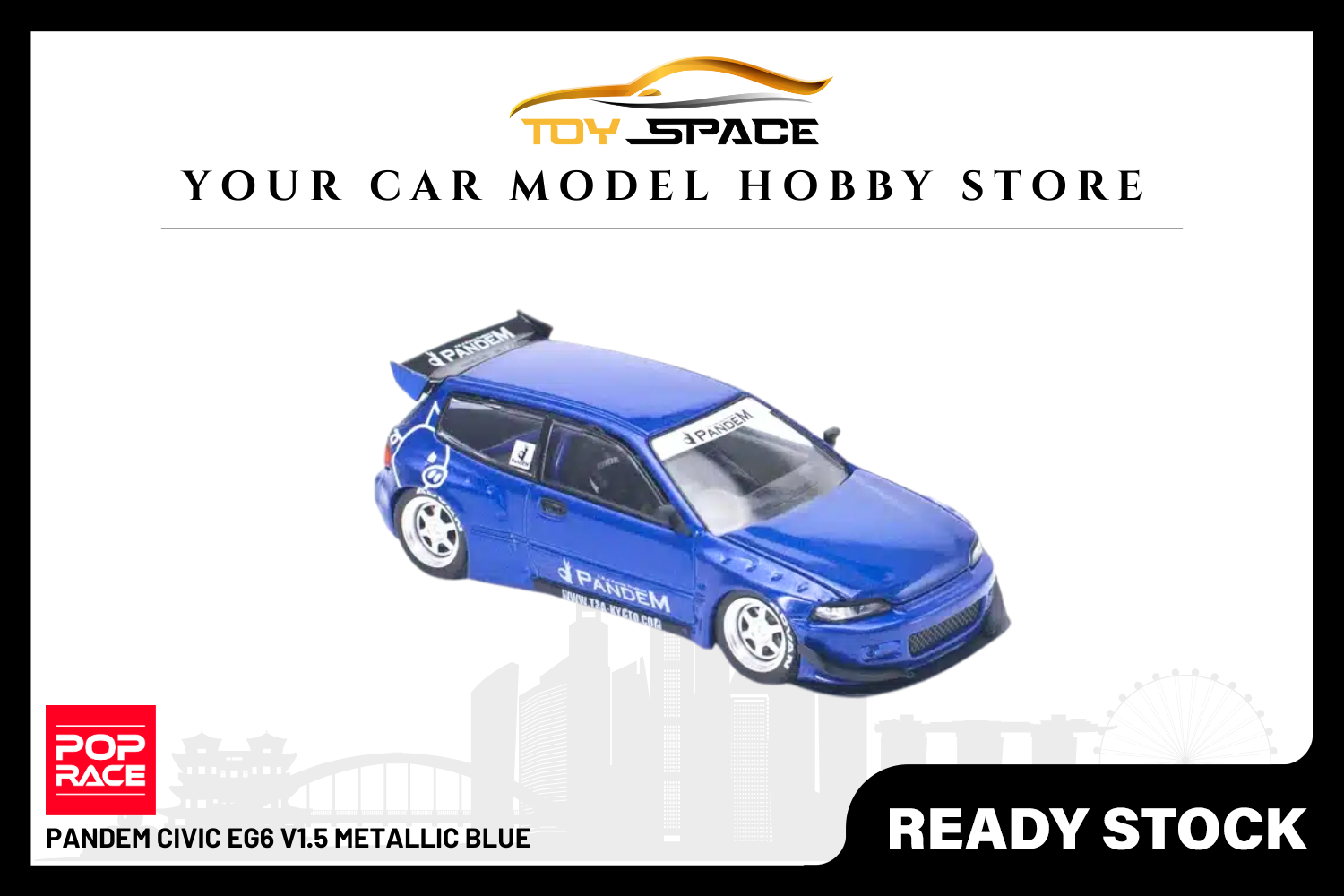 [POP RACE] 1:64 Pandem Civic EG6 V1.5 Metallic Blue
