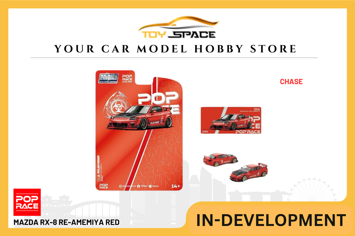 [POP RACE] 1:64 Mazda RX-8 RE-Amemiya Red - Toy Space Diecast Online Store Singapore