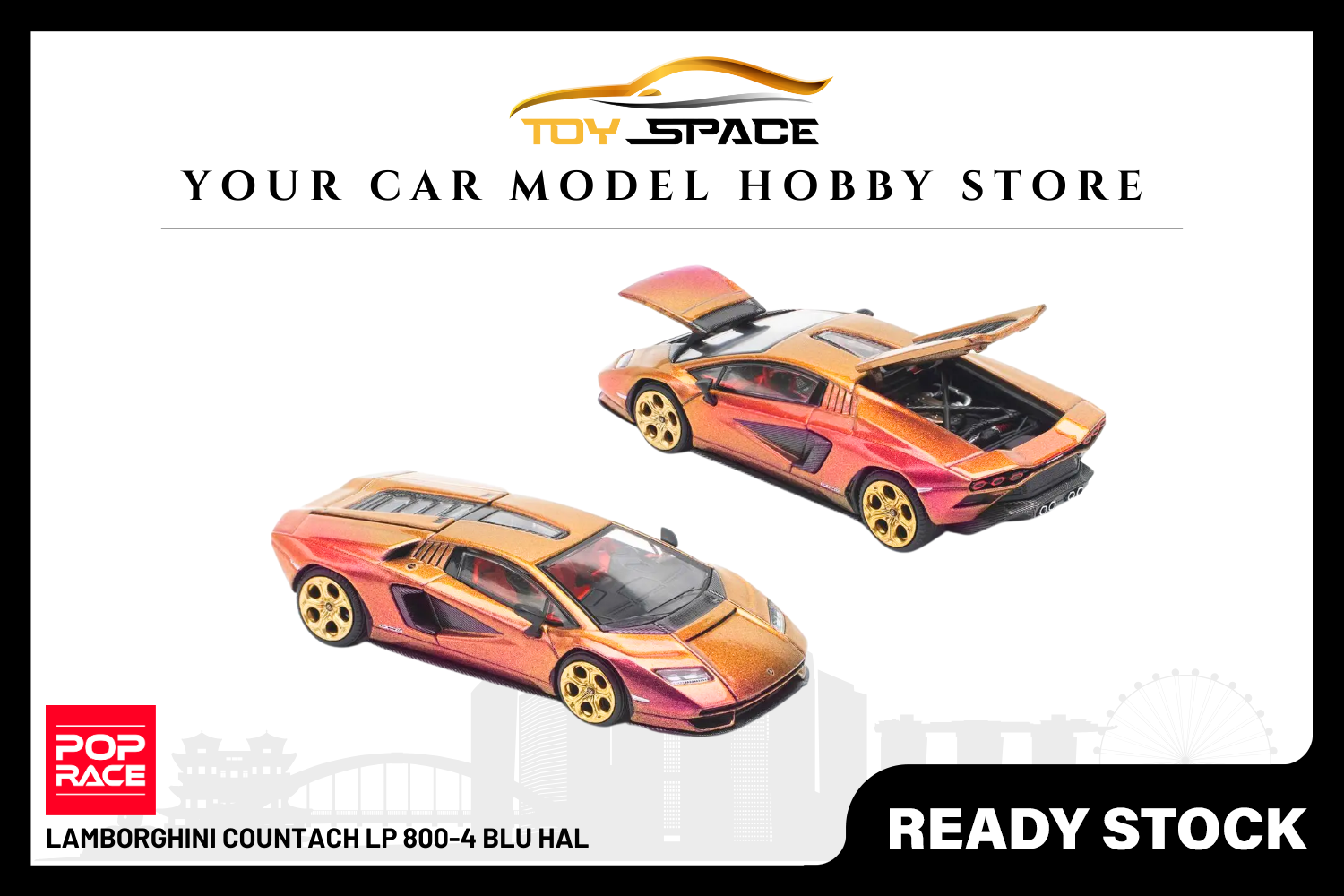 [POP RACE] 1:64 Lamborghini Countach LP 800-4 Blu Hal