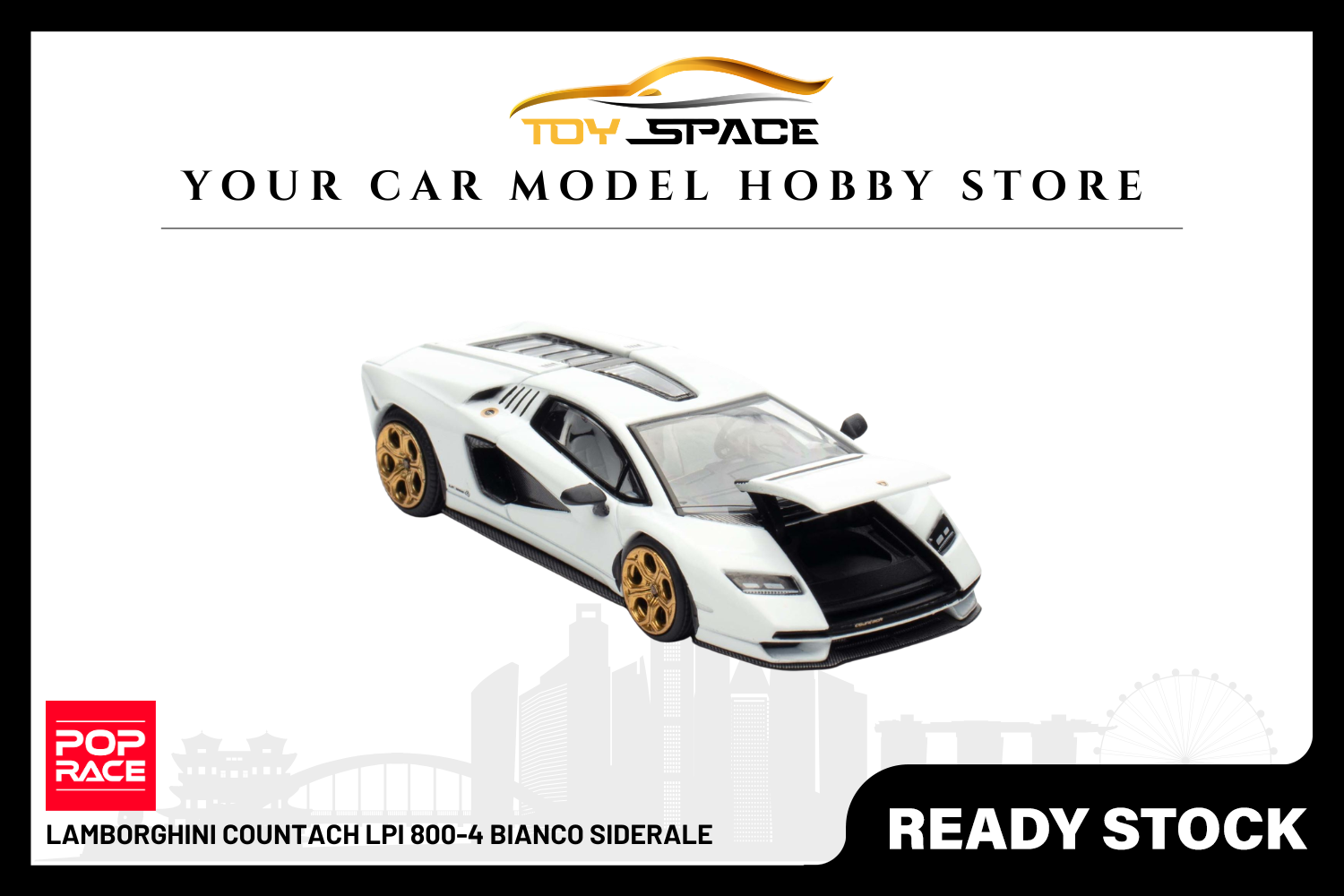 [POP RACE] 1:64 Lamborghini Countach LPI 800-4 Bianco Siderale