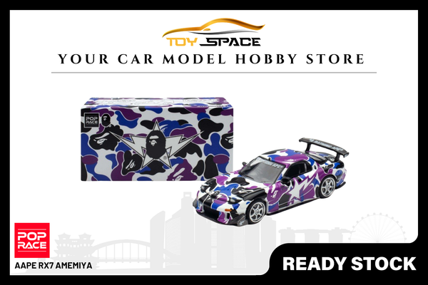 [POP RACE] 1:64 BAPE RX7 Amemiya - Toy Space Diecast Online Store Singapore