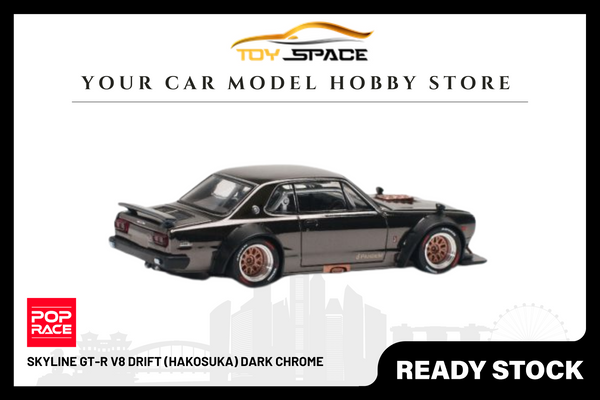 [POP RACE] 1/64 Skyline GT-R V8 Drift (Hakosuka) Dark Chrome