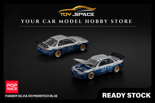 [POP RACE] 1:64 Pandem Silvia S13 Moontech Blue - Toy Space Diecast Online Store Singapore