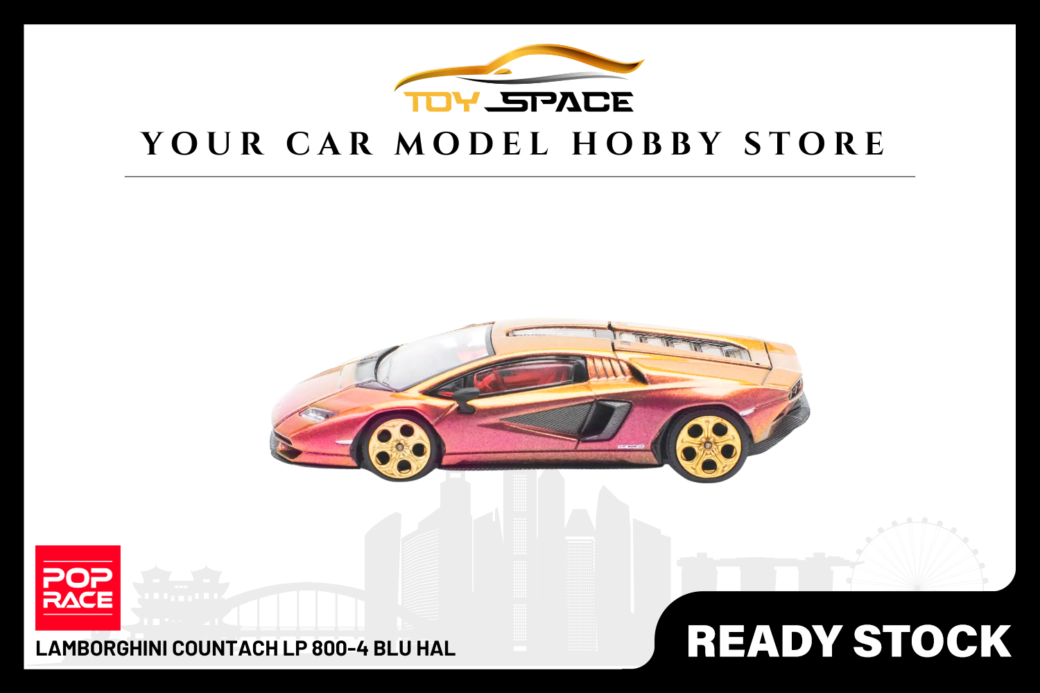 [POP RACE] 1:64 Lamborghini Countach LP 800-4 Blu Hal