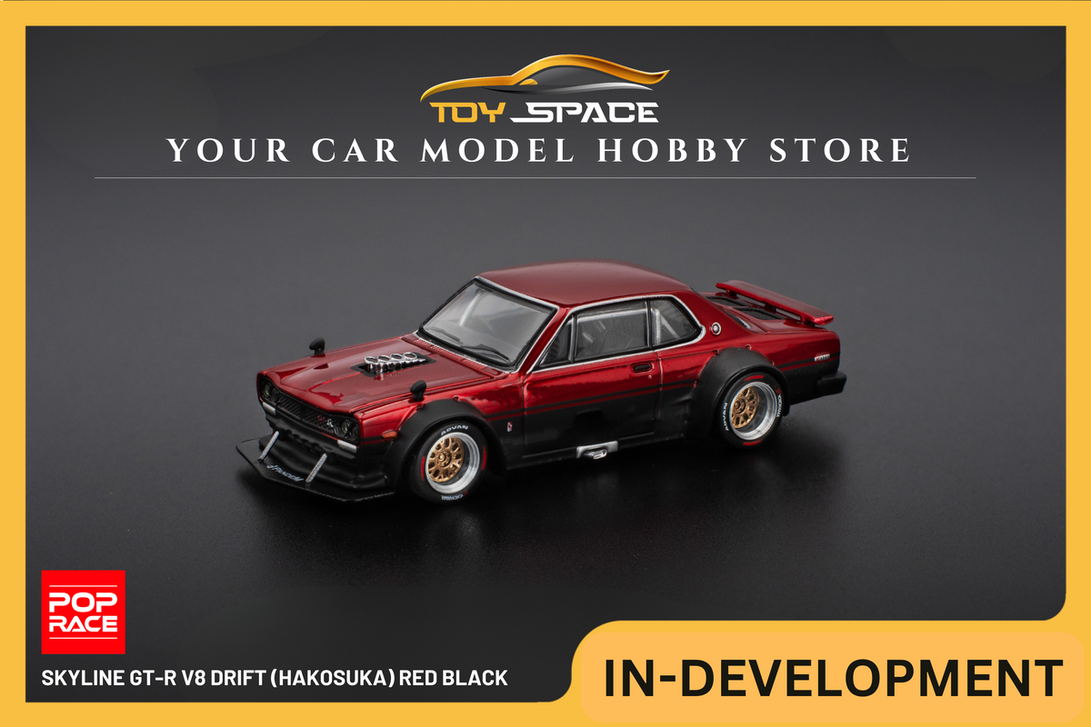 [POP RACE] 1:64 Skyline GT-R V8 Drift (Hakosuka) Red Black - Toy Space Diecast Online Store Singapore
