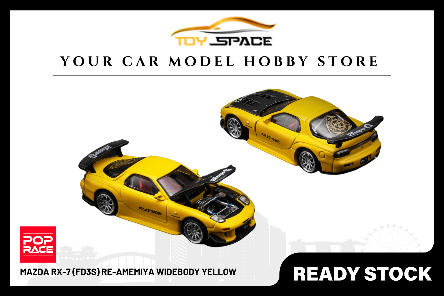 [POP RACE] 1/64 Mazda RX-7 (FD3S) RE-Amemiya Widebody Yellow