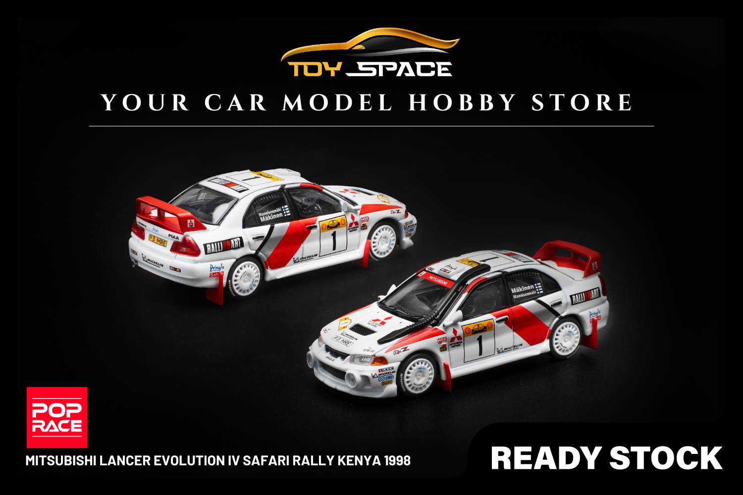 [POP RACE] 1:64 Mitsubishi Lancer Evolution IV Safari Rally Kenya 1998