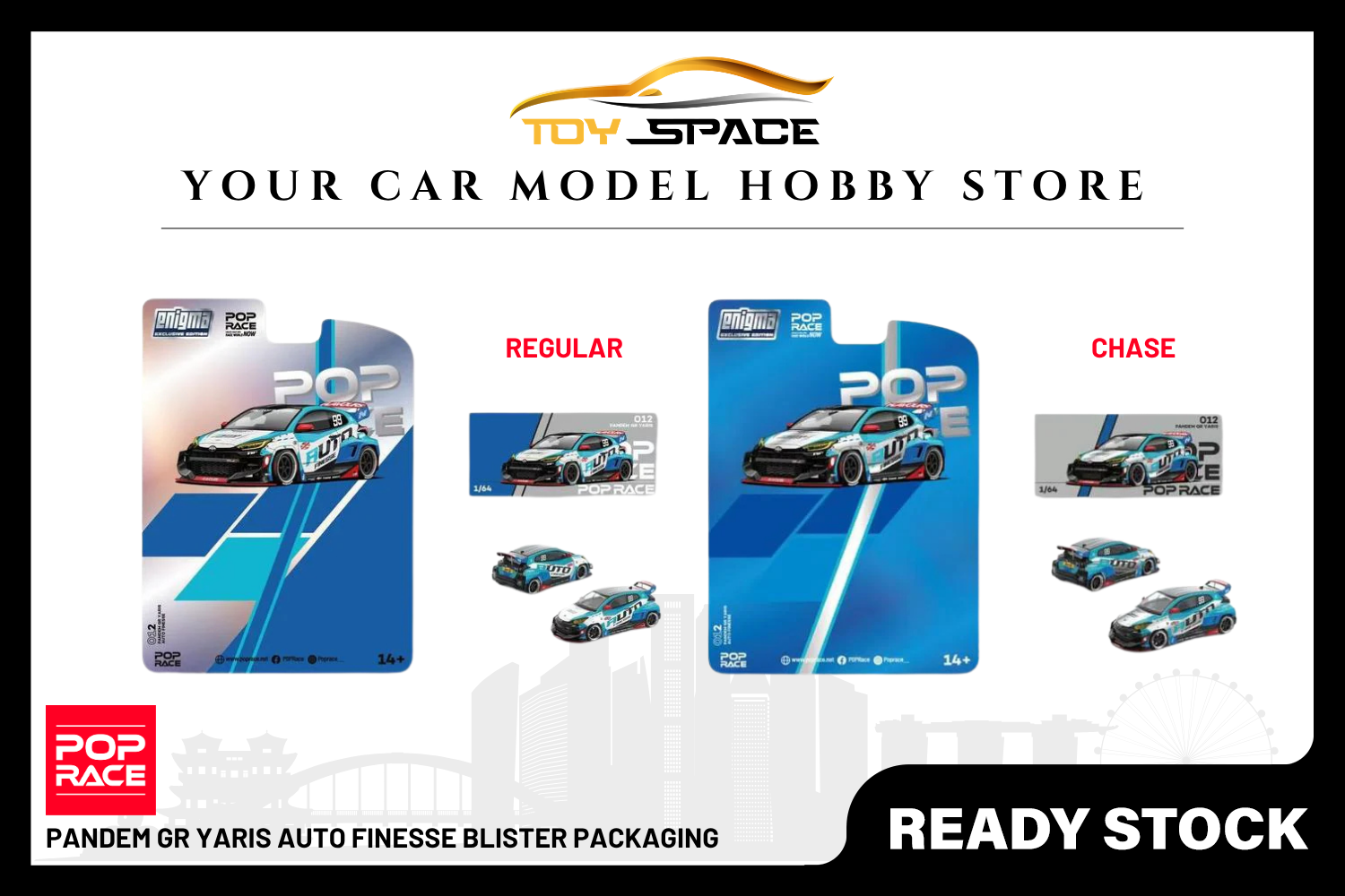 [POP RACE] 1:64 PANDEM GR Yaris Auto Finesse Blister Packaging - Toy Space Diecast Online Store Singapore