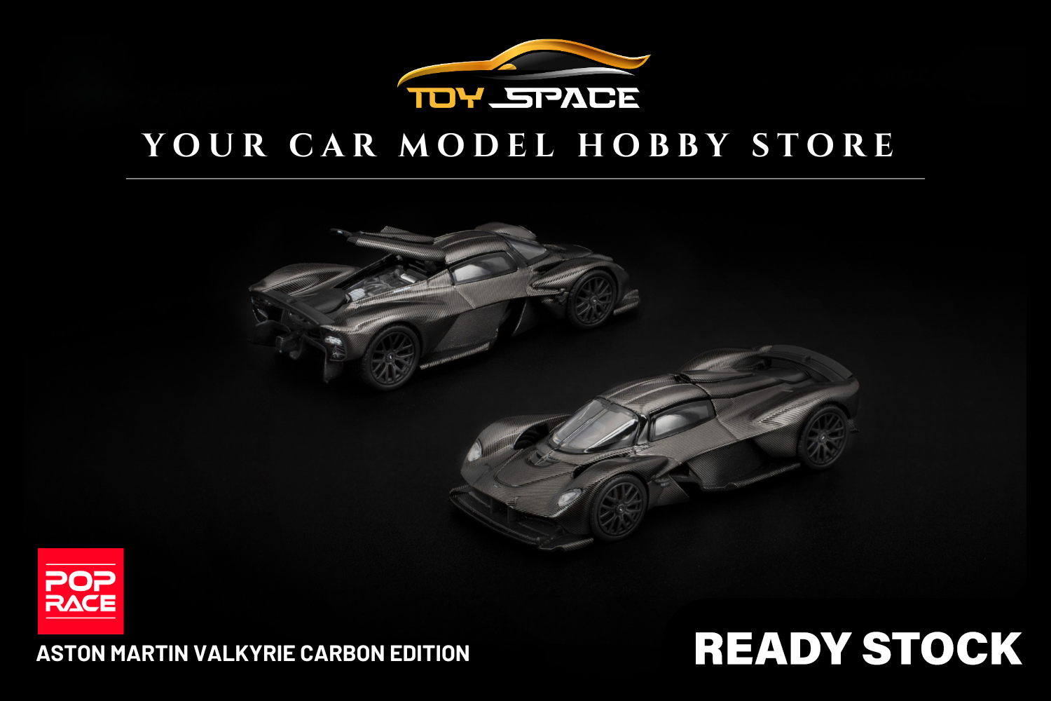[POP RACE] 1:64 Aston Martin Valkyrie Carbon Edition - Toy Space Diecast Online Store Singapore