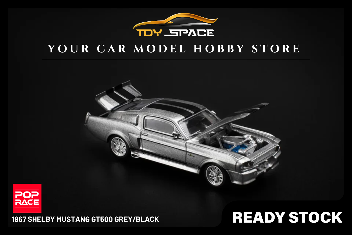 [POP RACE] 1:64 1967 Shelby Mustang GT500 Grey/Black
