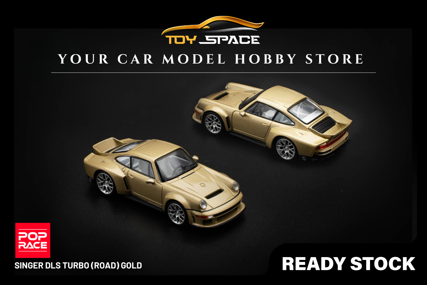 [POP RACE] 1:64 Singer DLS Turbo (Road) Gold - Toy Space Diecast Online Store Singapore