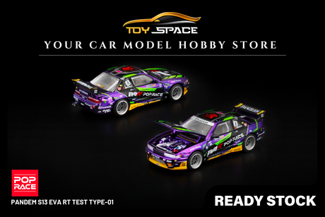 [POP RACE] 1:64 Pandem S13 Eva RT Test Type-01 - Toy Space Diecast Online Store Singapore