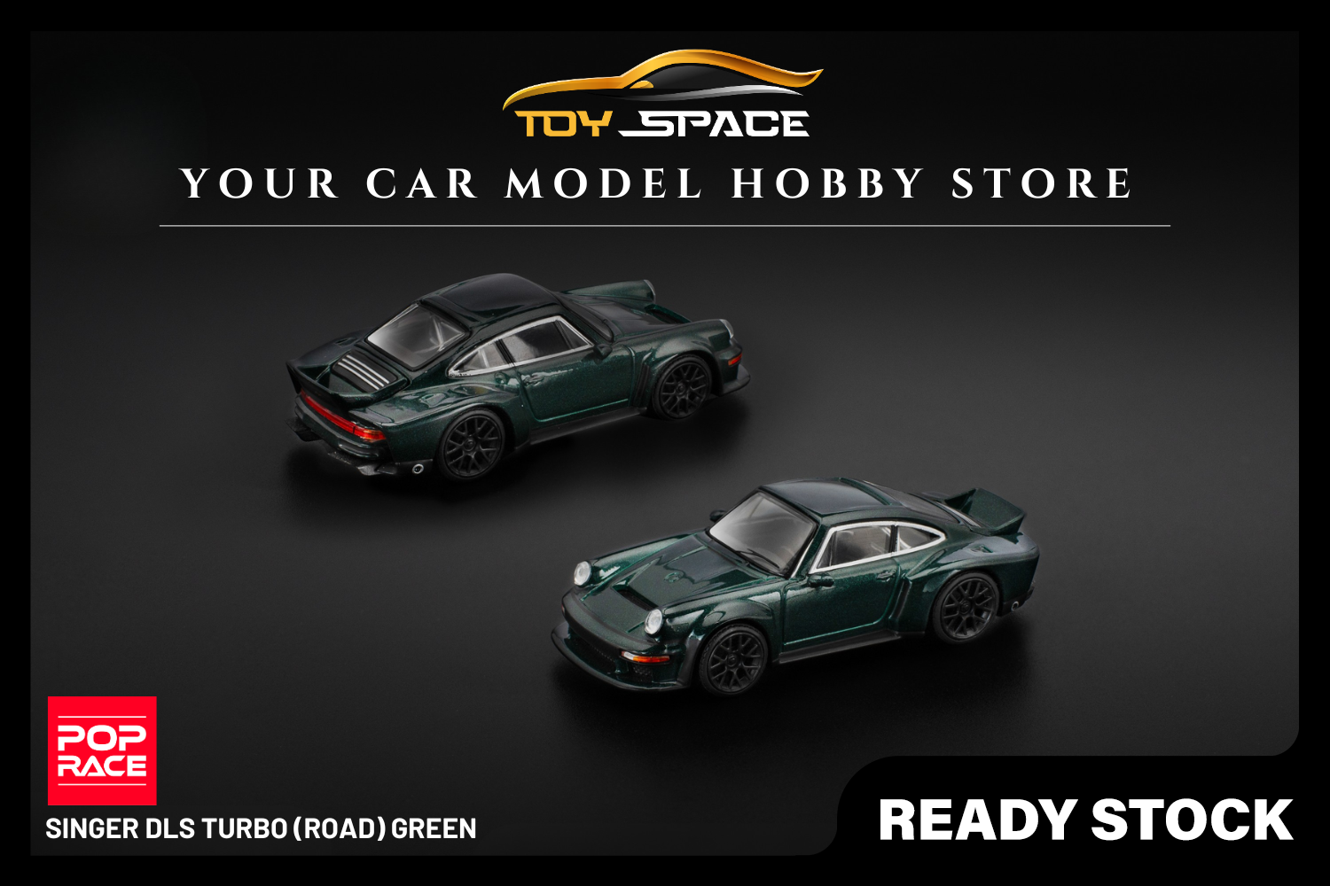 [POP RACE] 1:64 Singer DLS Turbo (Road) Green - Toy Space Diecast Online Store Singapore