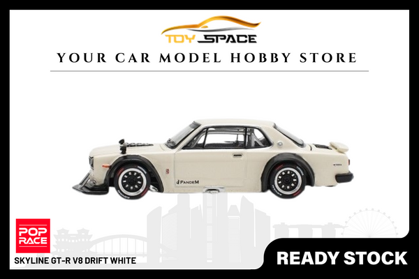 [POP RACE] 1:64 Skyline GT-R V8 Drift White