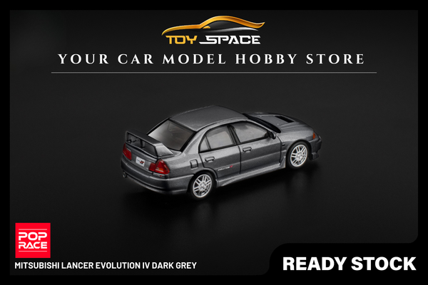 [POP RACE] 1:64 Mitsubishi Lancer Evolution IV Dark Grey - Toy Space Diecast Online Store Singapore