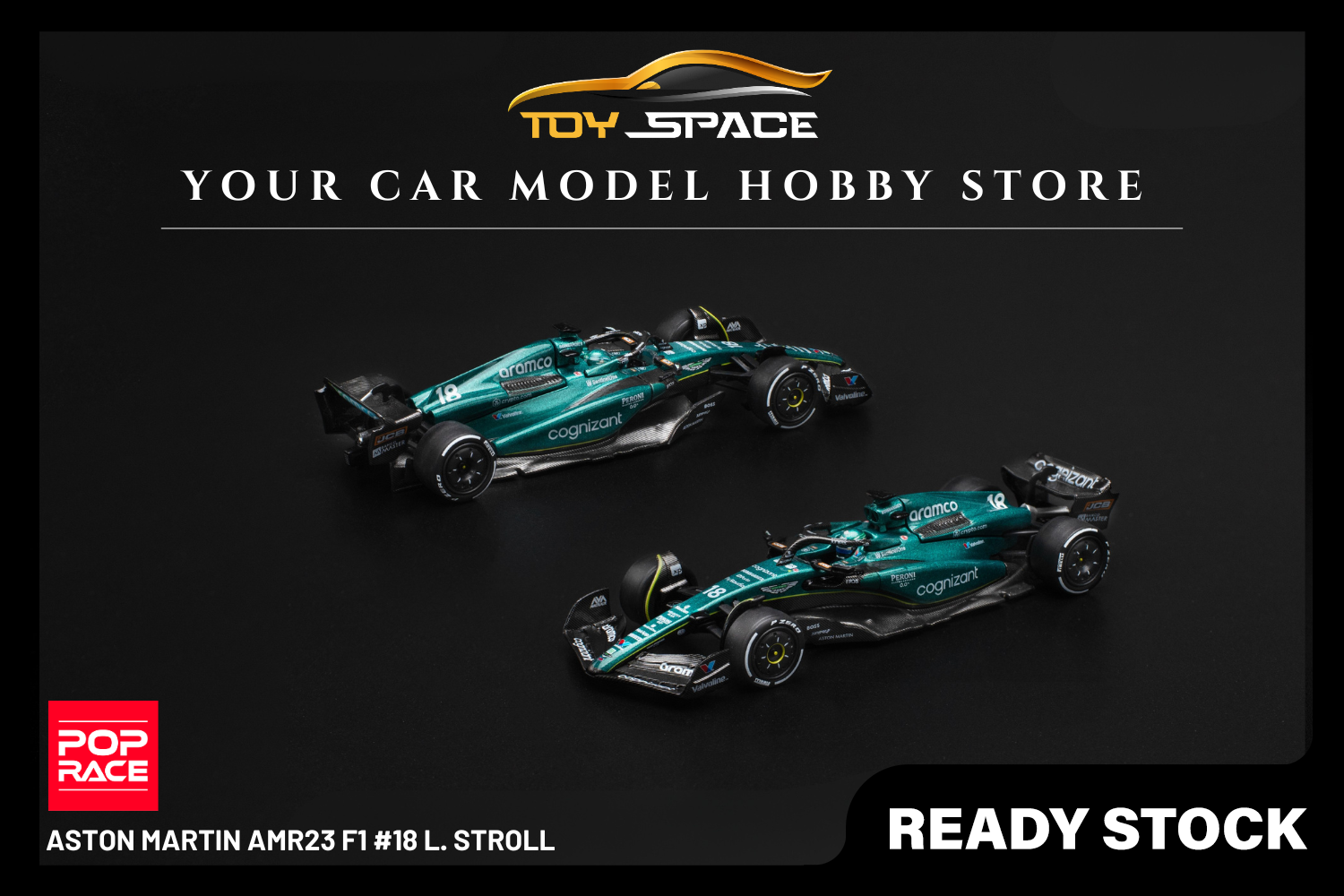 [POP RACE] 1:64 Aston Martin AMR23 F1 #18 L. Stroll - Toy Space Diecast Online Store Singapore