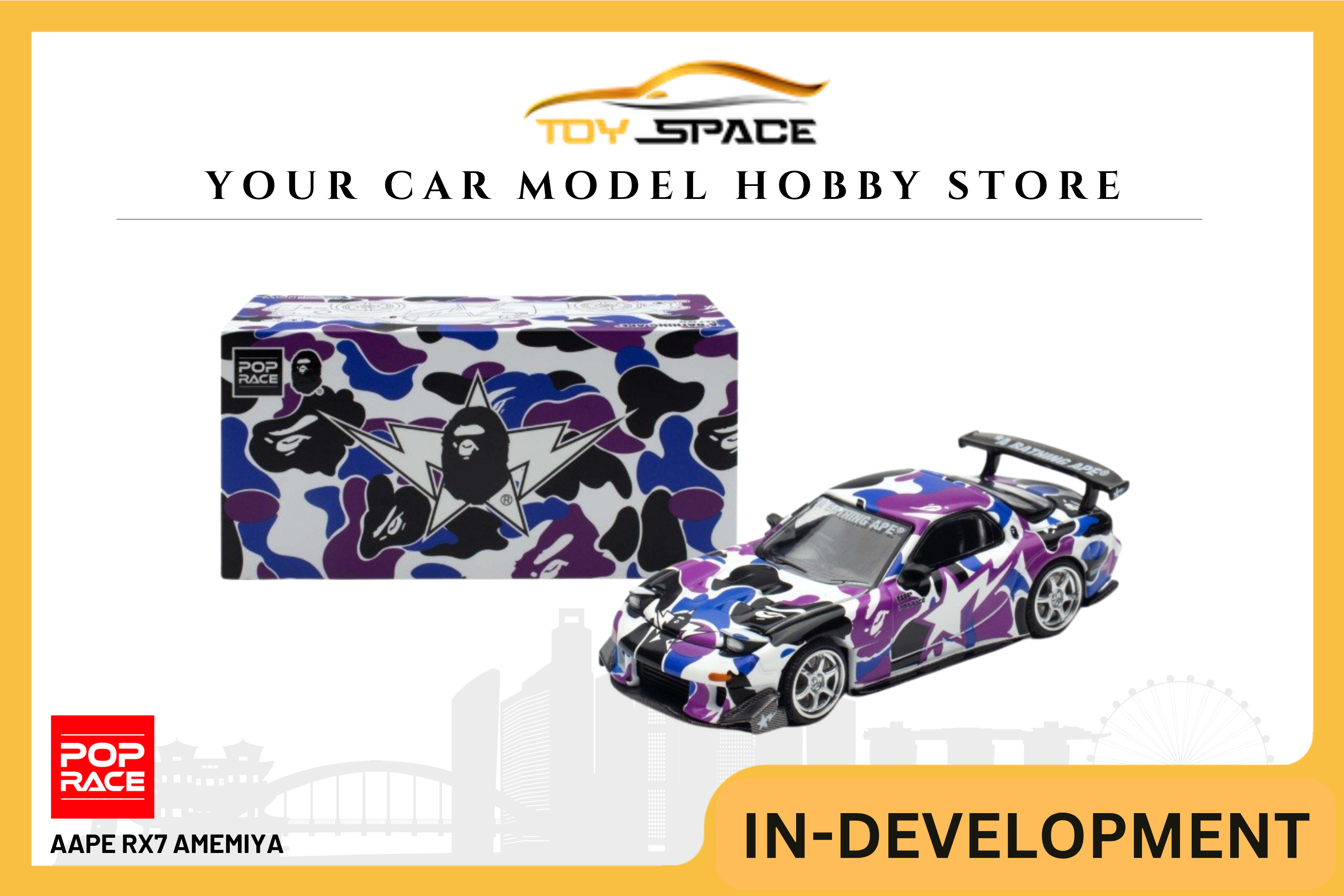 [POP RACE] 1:64 AAPE RX7 Amemiya - Toy Space Diecast Online Store Singapore