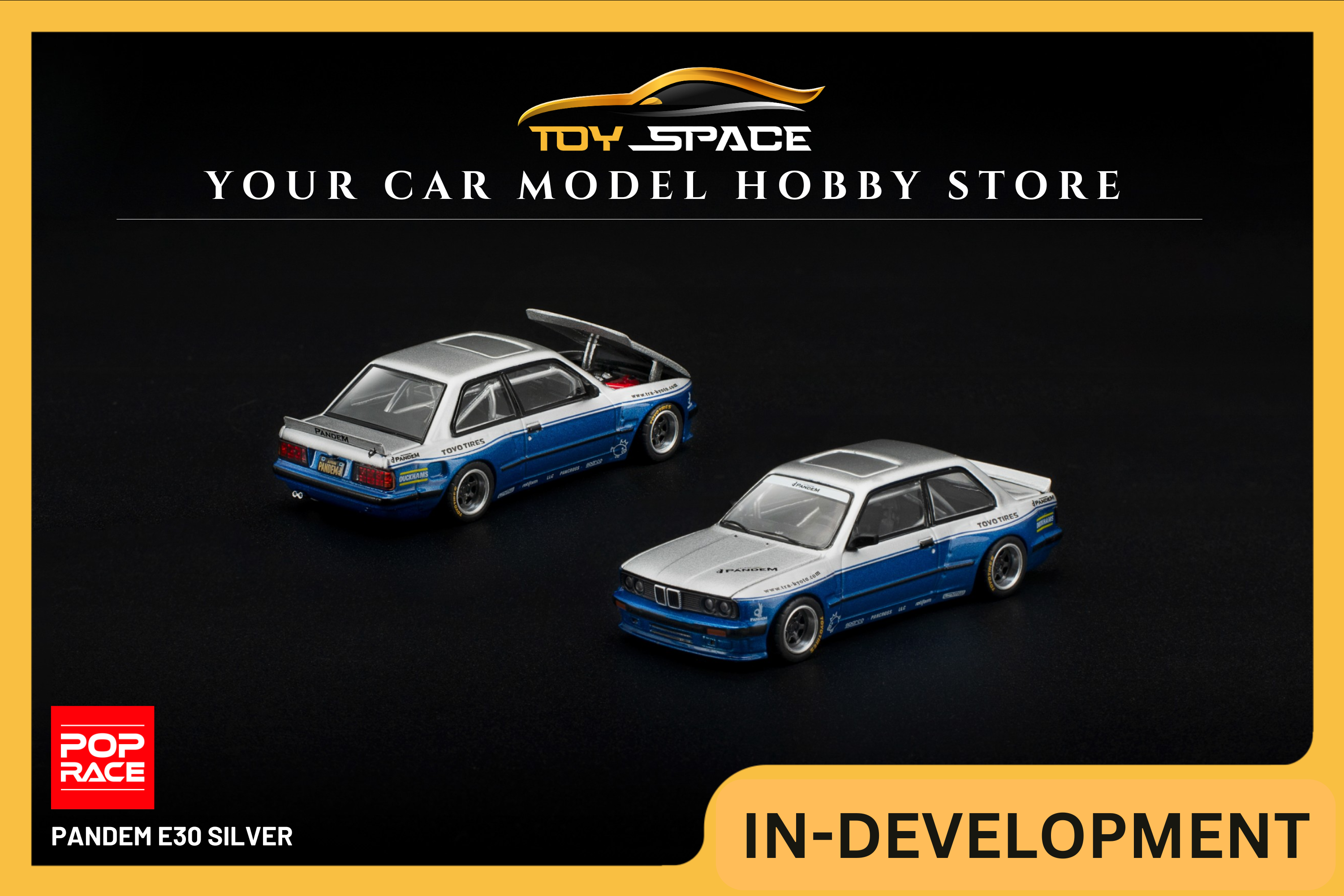 [POP RACE] 1:64 Pandem E30 Silver - Toy Space Diecast Online Store Singapore