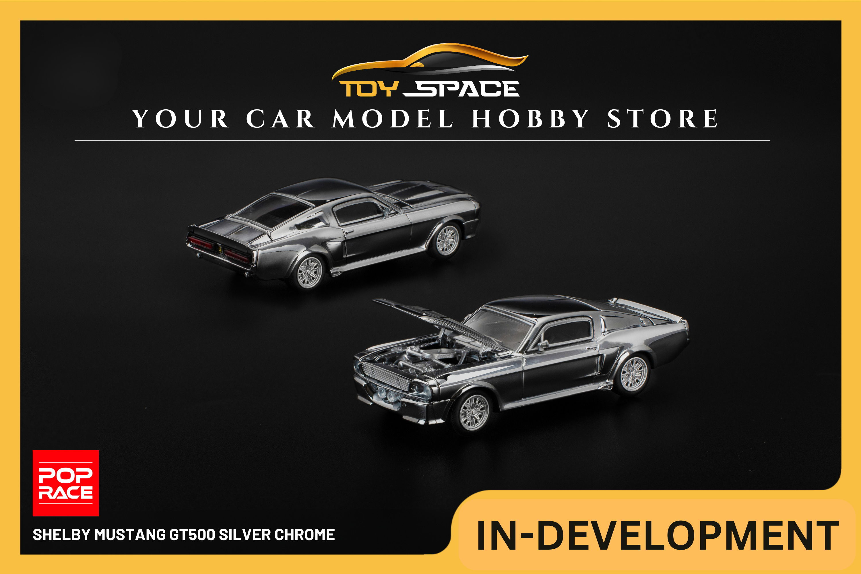 [POP RACE] 1:64 Shelby Mustang GT500 Silver Chrome