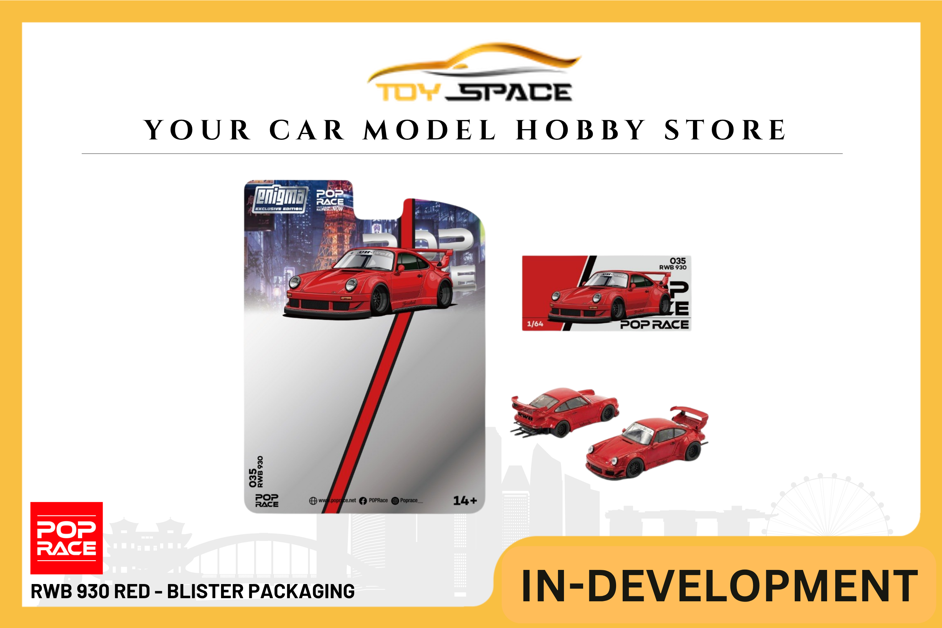 [POP RACE] 1:64 RWB 930 Red - Blister Packaging - Toy Space Diecast Online Store Singapore