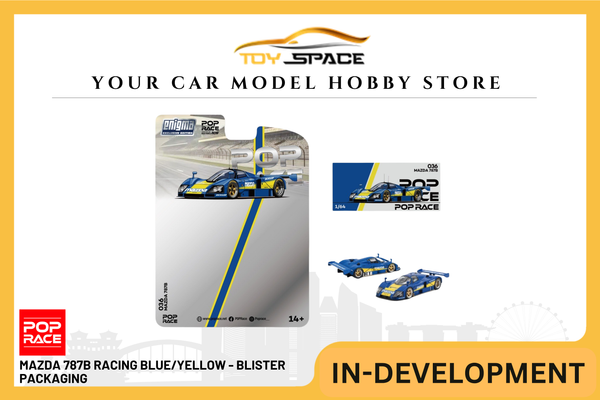 [POP RACE] 1:64 Mazda 787B Racing Blue/Yellow - Blister Packaging - Toy Space Diecast Online Store Singapore