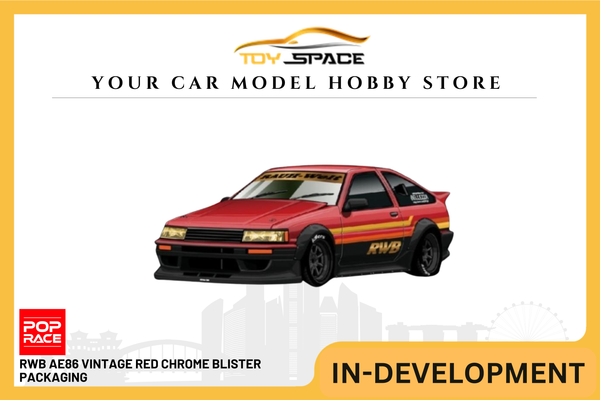 [POP RACE] 1:64 RWB AE86 Vintage Red Chrome Blister Packaging