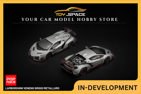 [POP RACE] 1:64 Lamborghini Veneno Grigio Metalluro - Toy Space Diecast Online Store Singapore