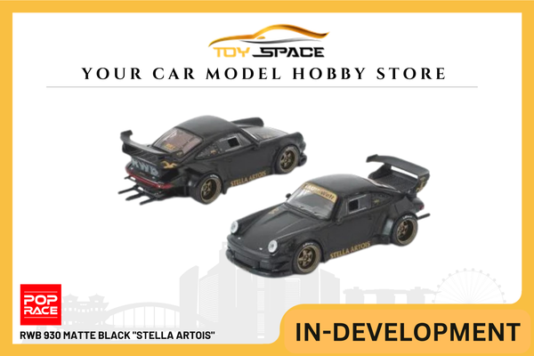 [POP RACE] 1:64 RWB 930 Matte Black "STELLA ARTOIS" - Toy Space Diecast Online Store Singapore