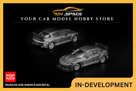 [POP RACE] 1:64 Mazda RX-8 RE-Amemiya Gun Metal - Toy Space Diecast Online Store Singapore
