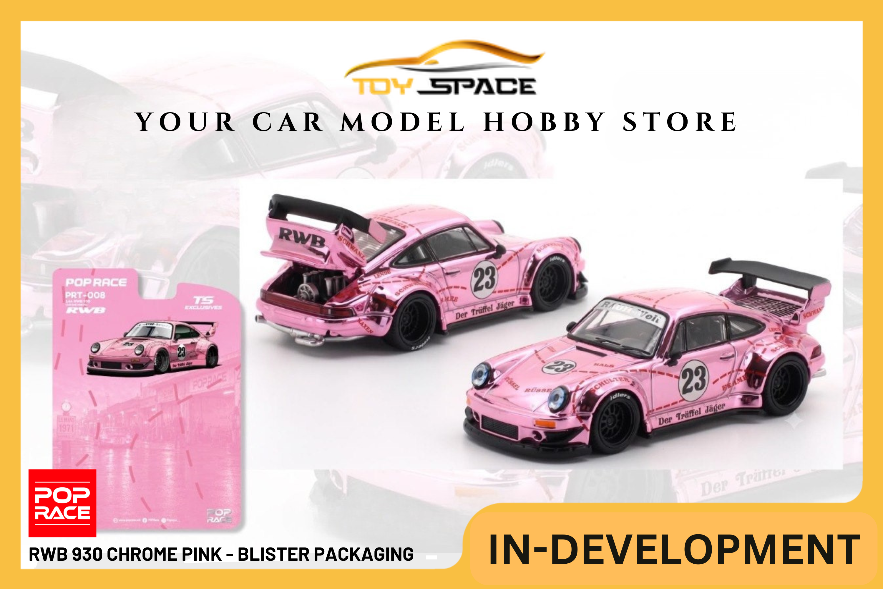 [POP RACE] 1:64 RWB 930 Chrome Pink - Blister Packaging