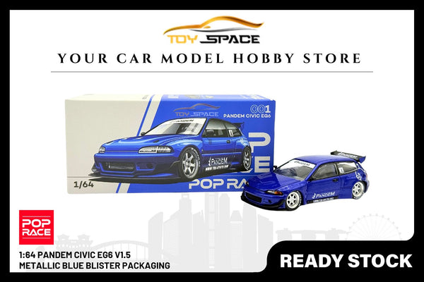 [POP RACE] 1:64 Pandem Civic EG6 V1.5 Metallic Blue Blister Packaging