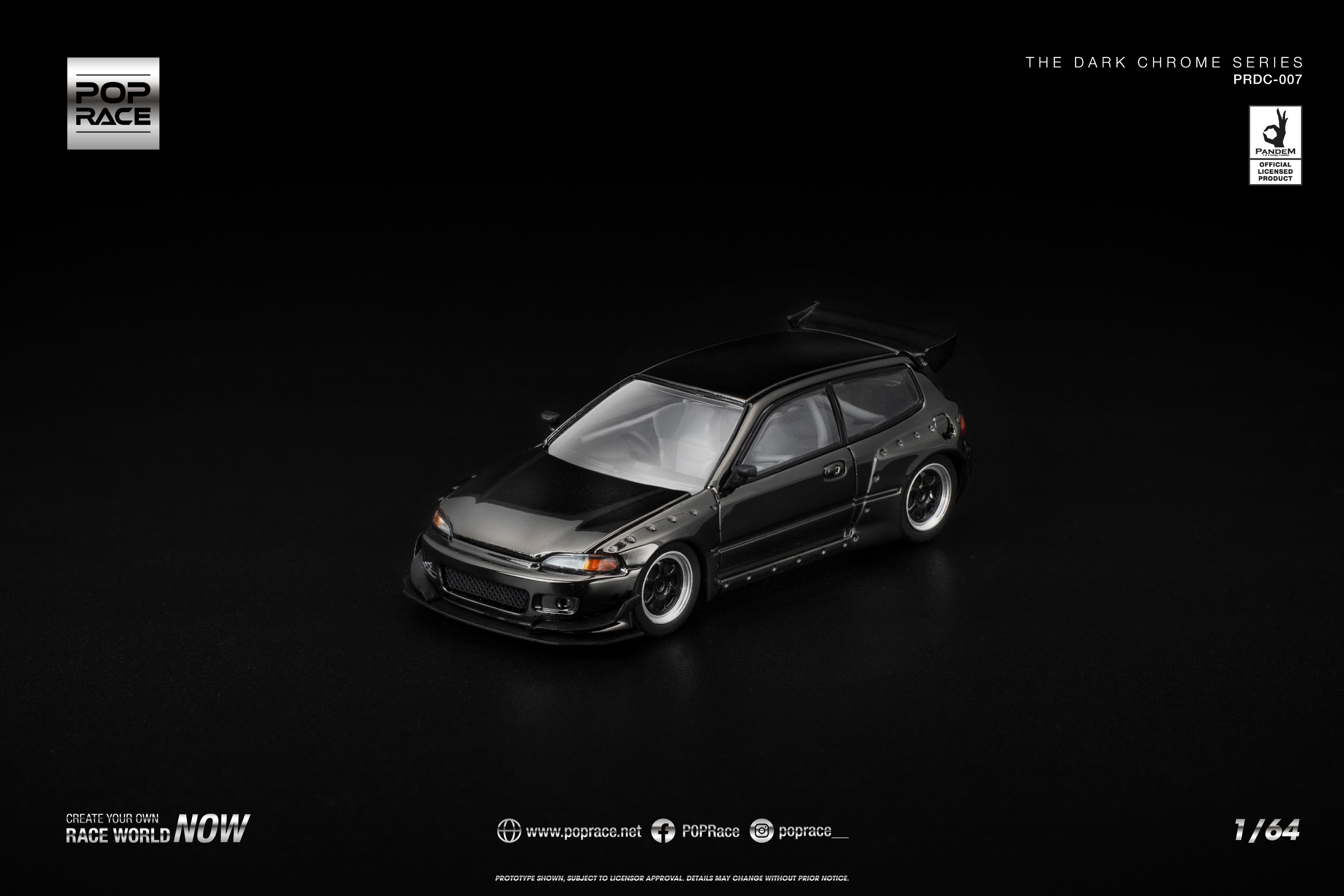 [POP RACE] 1:64 Pandem Civic EG6 Dark Chrome
