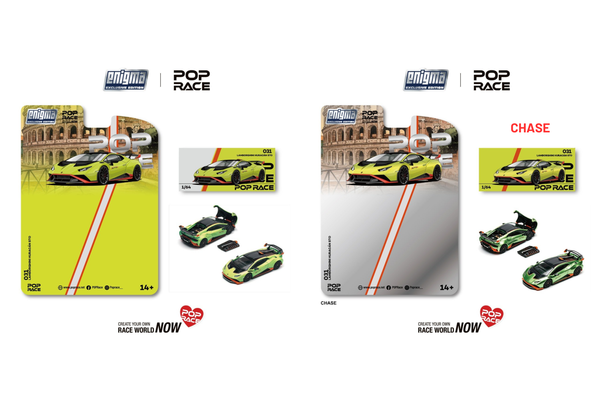 [POP RACE] 1:64 Lamborghini Huracan STO Verde Citrea/Aracio Dac - Blister Packaging - Toy Space Diecast Online Store Singapore