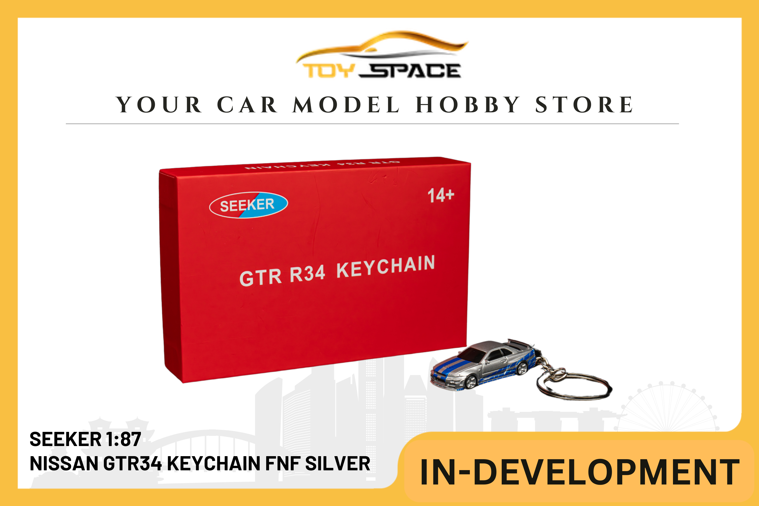 [SEEKER] 1:87 Nissan GTR34 Keychain FNF Silver