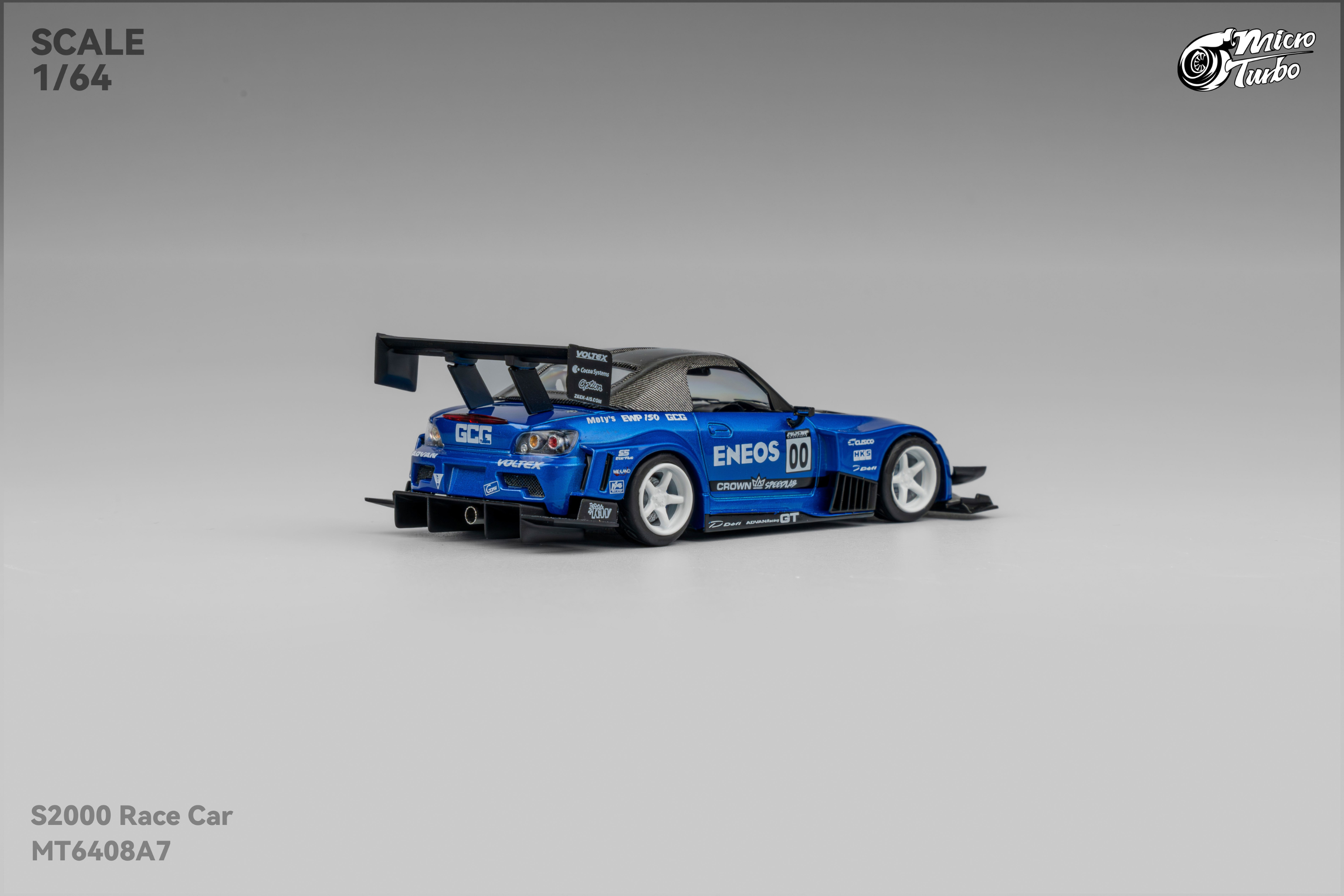 [MICRO TURBO] 1:64 S2000 Race Car Transparent Blue