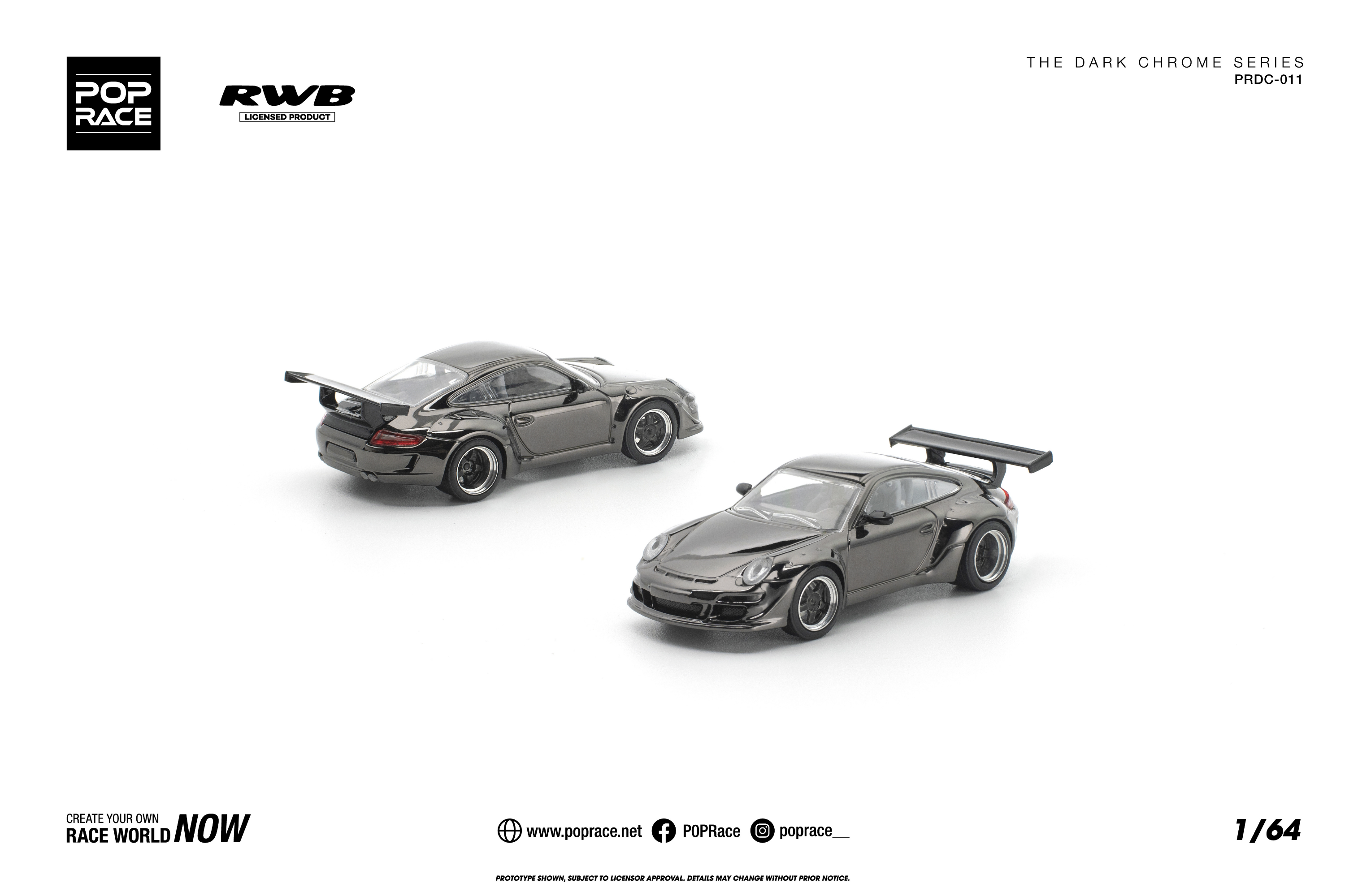 [POP RACE] 1:64 RWB 997 Dark Chrome