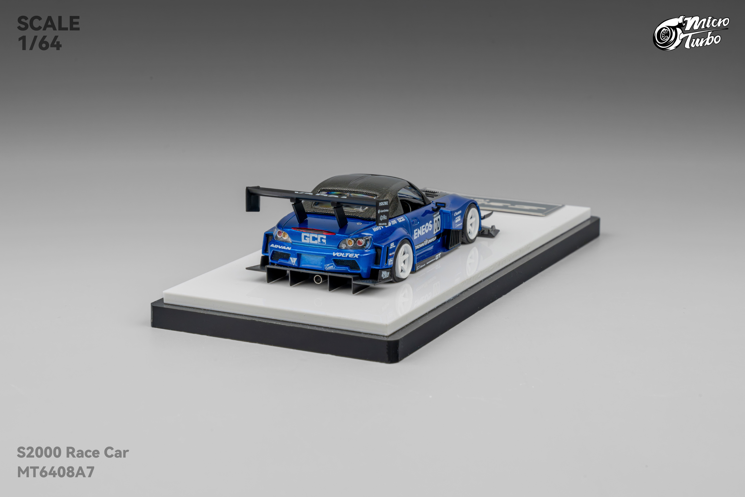 [MICRO TURBO] 1:64 S2000 Race Car Transparent Blue
