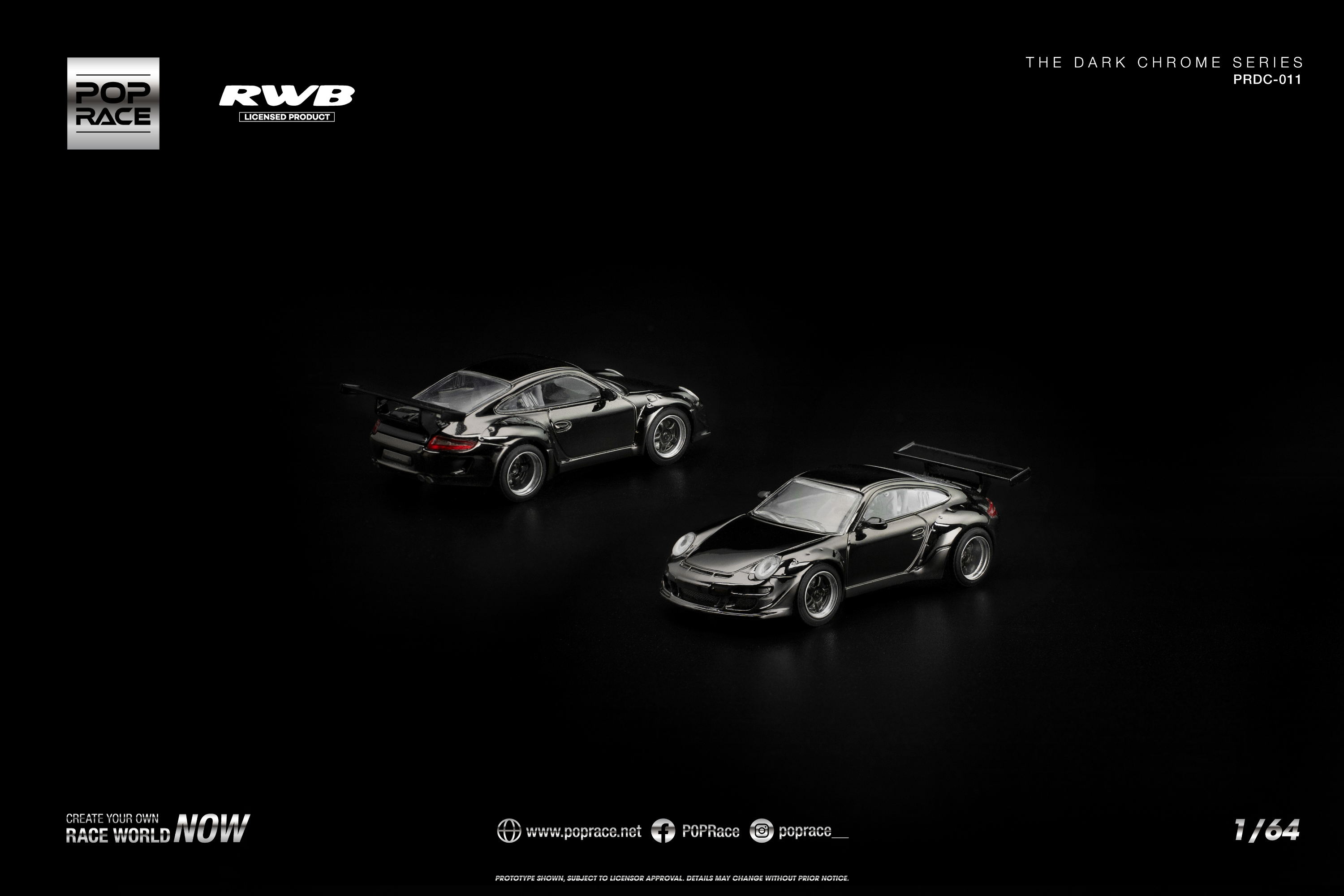 [POP RACE] 1:64 RWB 997 Dark Chrome