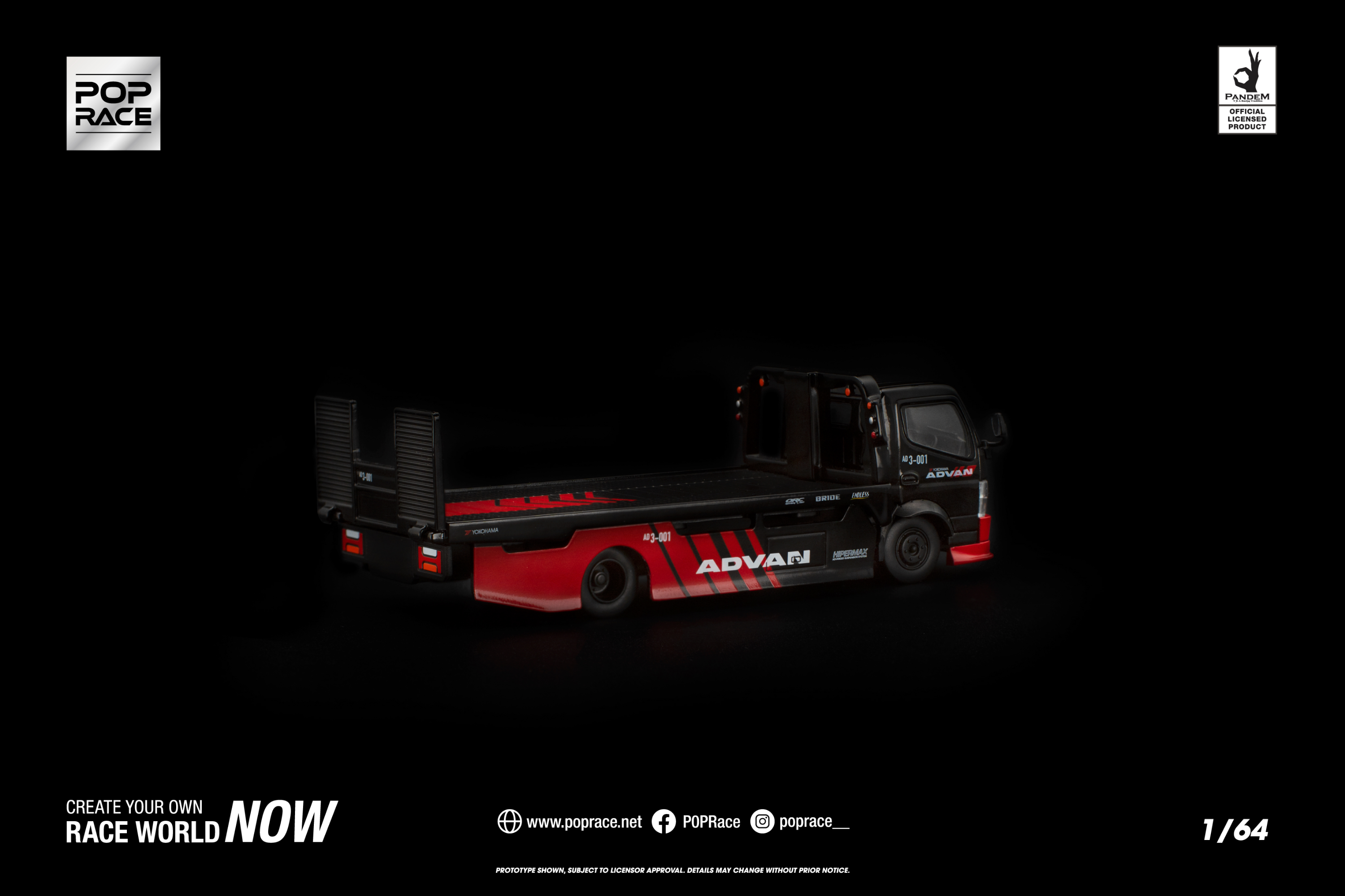 [POP RACE] 1:64 Pandem Fuso 300 Flatbed Transporter Advan