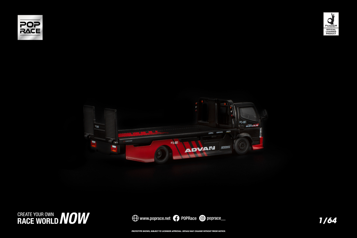 [POP RACE] 1:64 Pandem Fuso 300 Flatbed Transporter Advan - Toy Space Diecast Online Store Singapore
