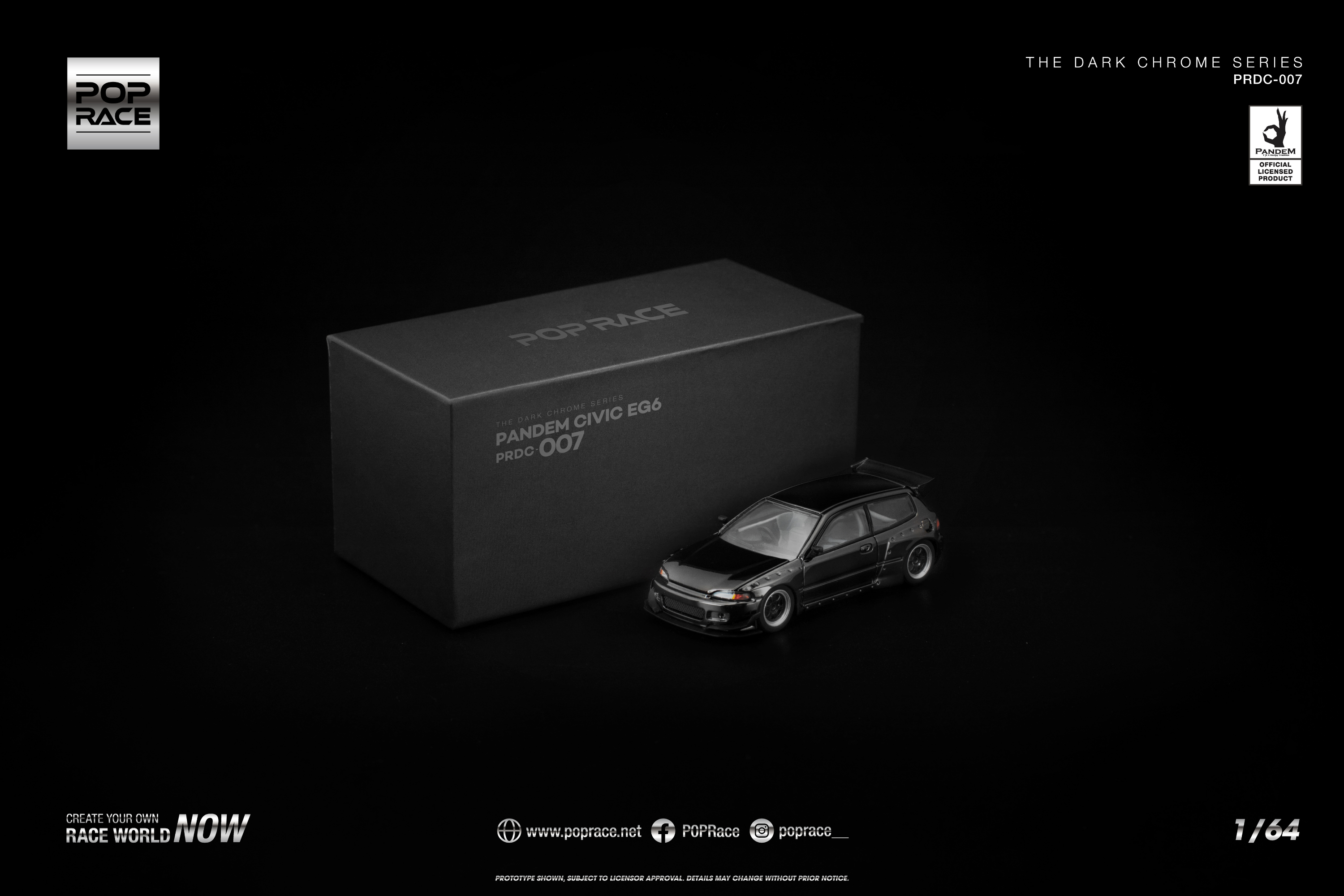 [POP RACE] 1:64 Pandem Civic EG6 Dark Chrome