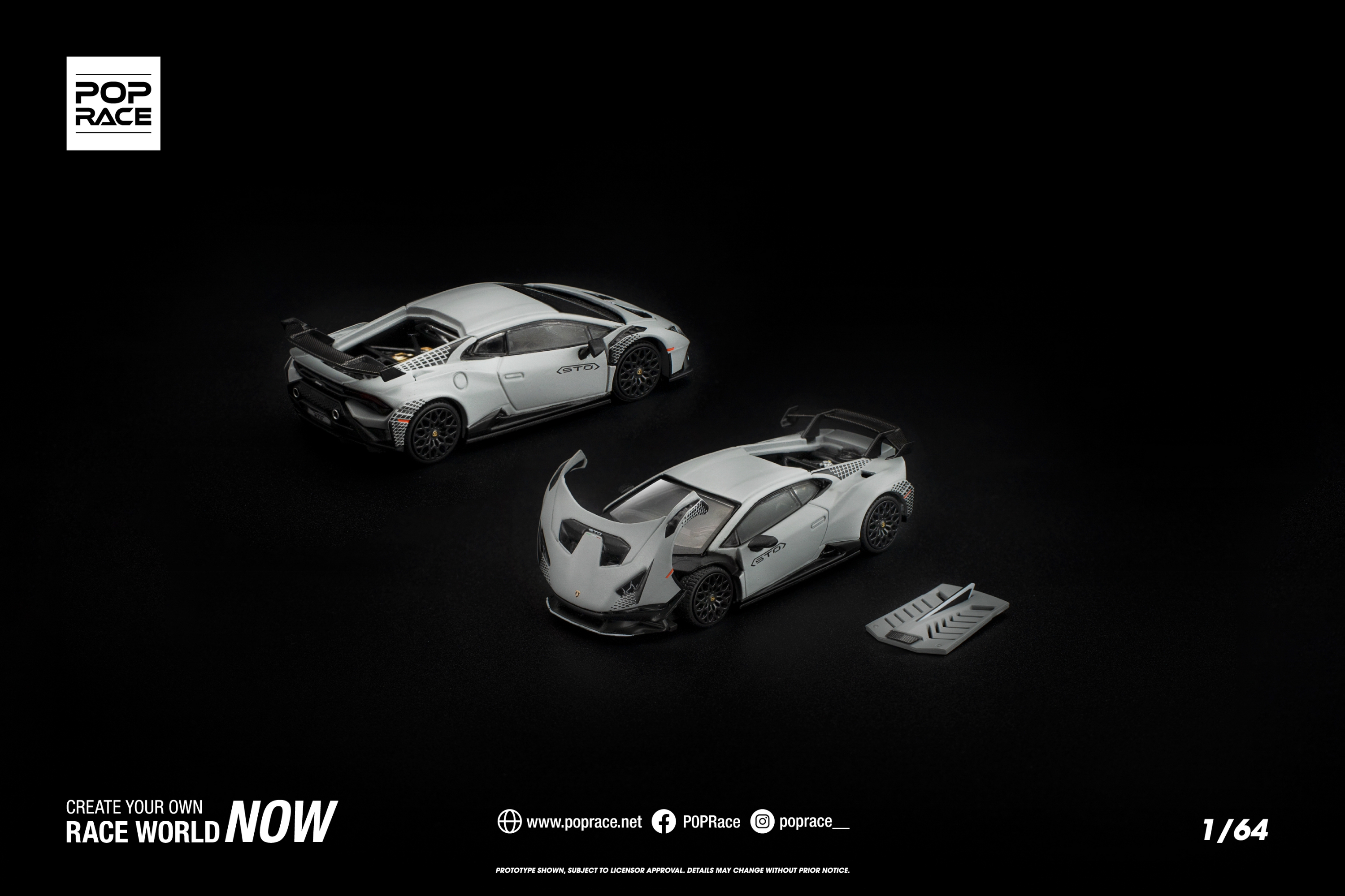 [POP RACE] 1:64 Lamborghini Huracan STO Grigio Acheso Matte