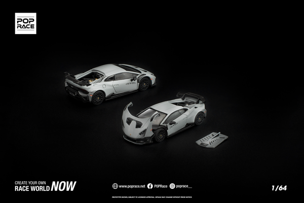 [POP RACE] 1:64 Lamborghini Huracan STO Grigio Acheso Matte
