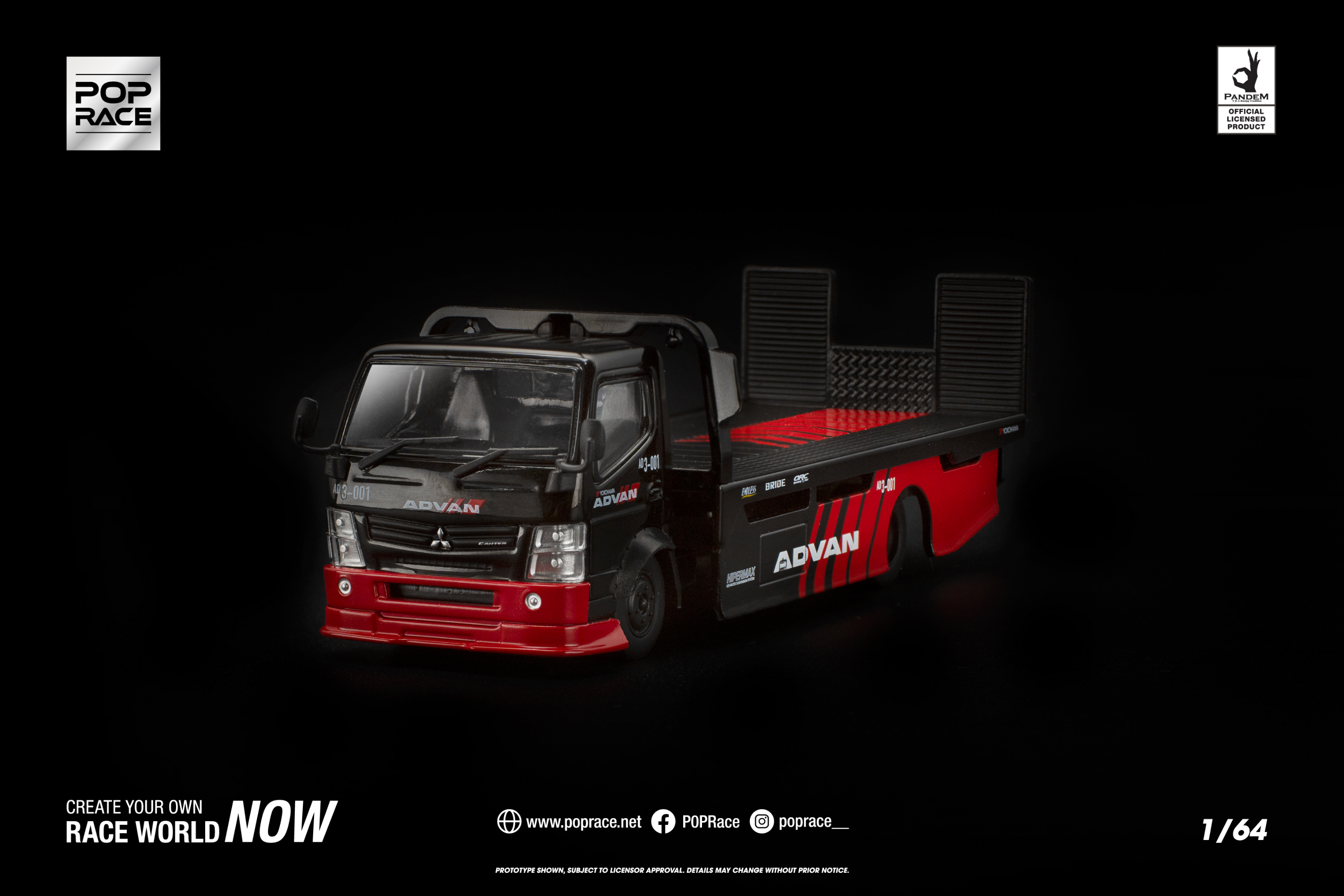 [POP RACE] 1:64 Pandem Fuso 300 Flatbed Transporter Advan