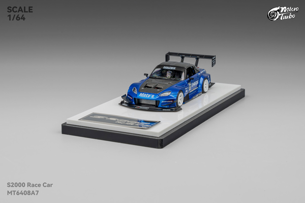[MICRO TURBO] 1:64 S2000 Race Car Transparent Blue