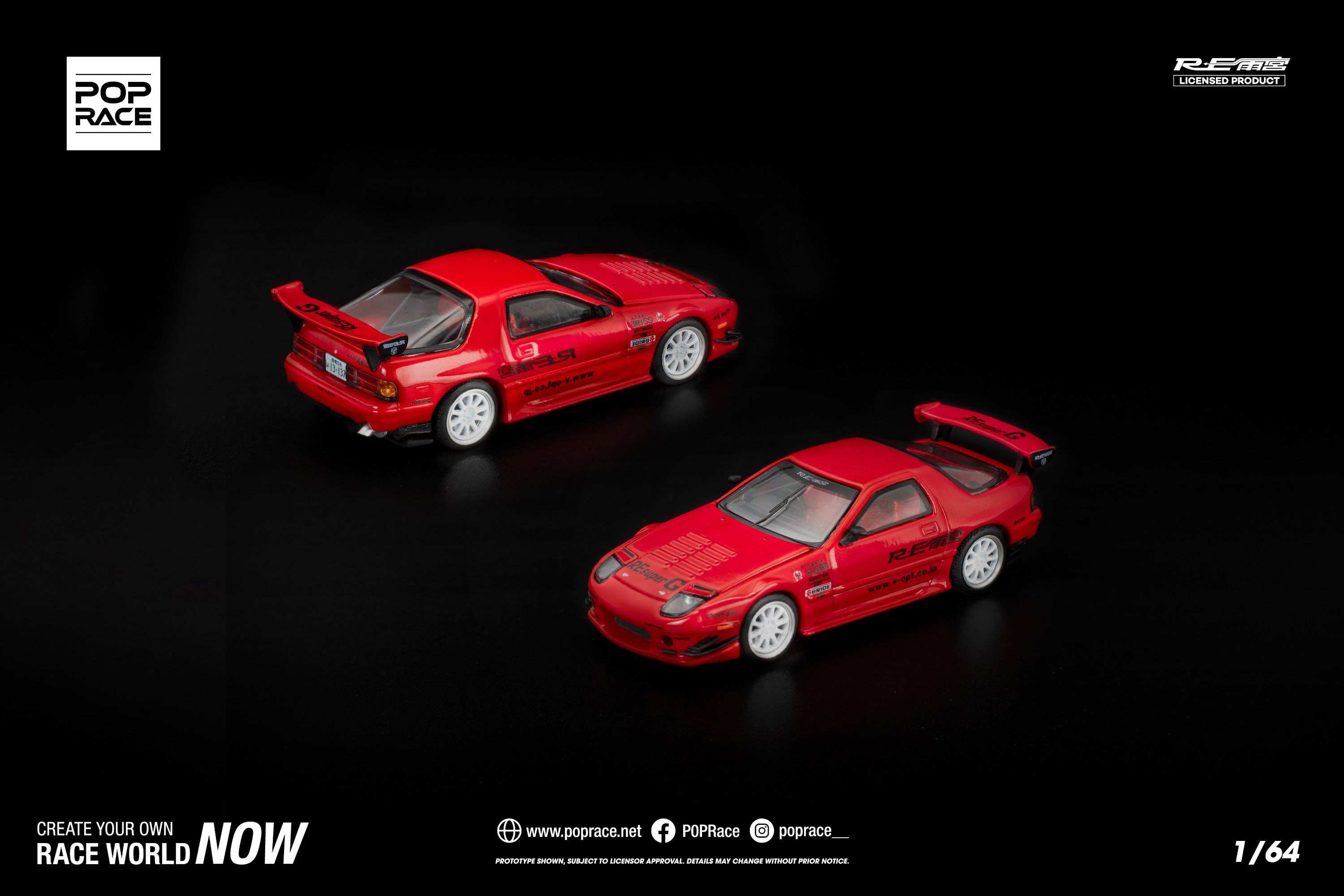 [POP RACE] 1:64 Mazda RX7 FC3S RE-Amemiya Red