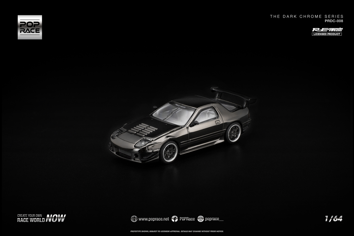 [POP RACE] 1:64 Mazda RX7 (FC3S) RE-Amemiya Dark Chrome - Toy Space Diecast Online Store Singapore